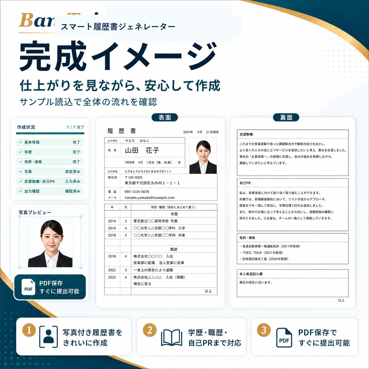 スマート履歴書ジェネレーターの完成イメージ