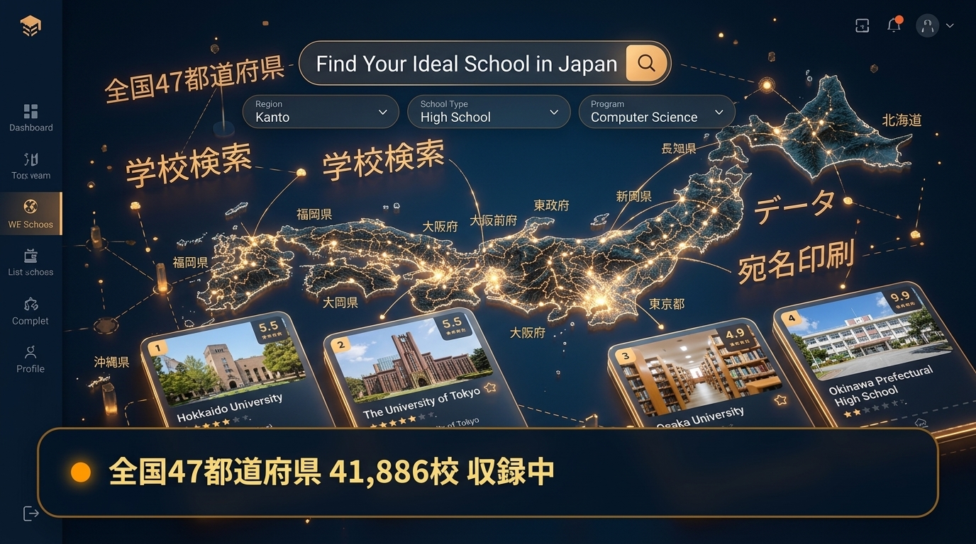 Ban.Tai 全国学校データベースの画面イラスト